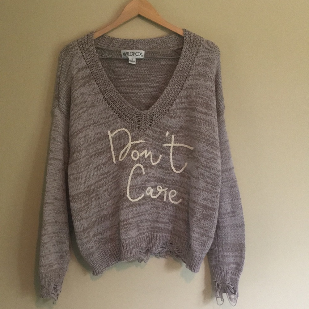Wildfox Don’t Care Never Cared Distressed Sweater View 4